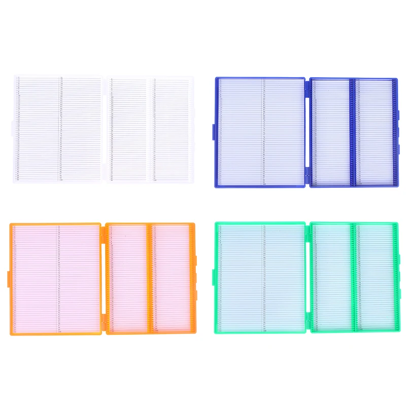 Plastic Rectangle Hold 100 Microslide Slide Microscope Box Laboratory Supplies Material Teaching 4 Colors