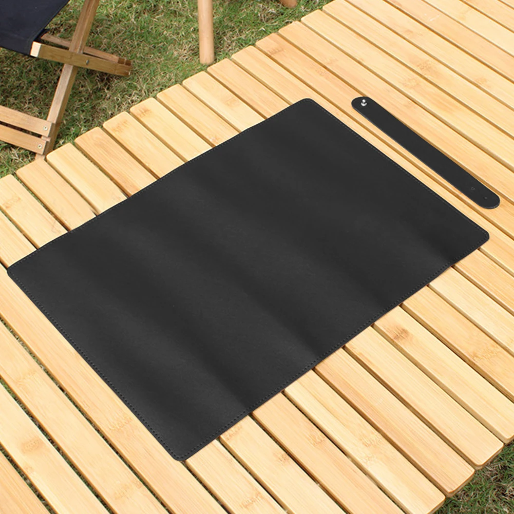 Table Mat Camping Wood Roll Table Mat PU Leather Thicken Waterproof Heat-Resistant Wooden Desk Pad For Outdoor Picnic BBQ