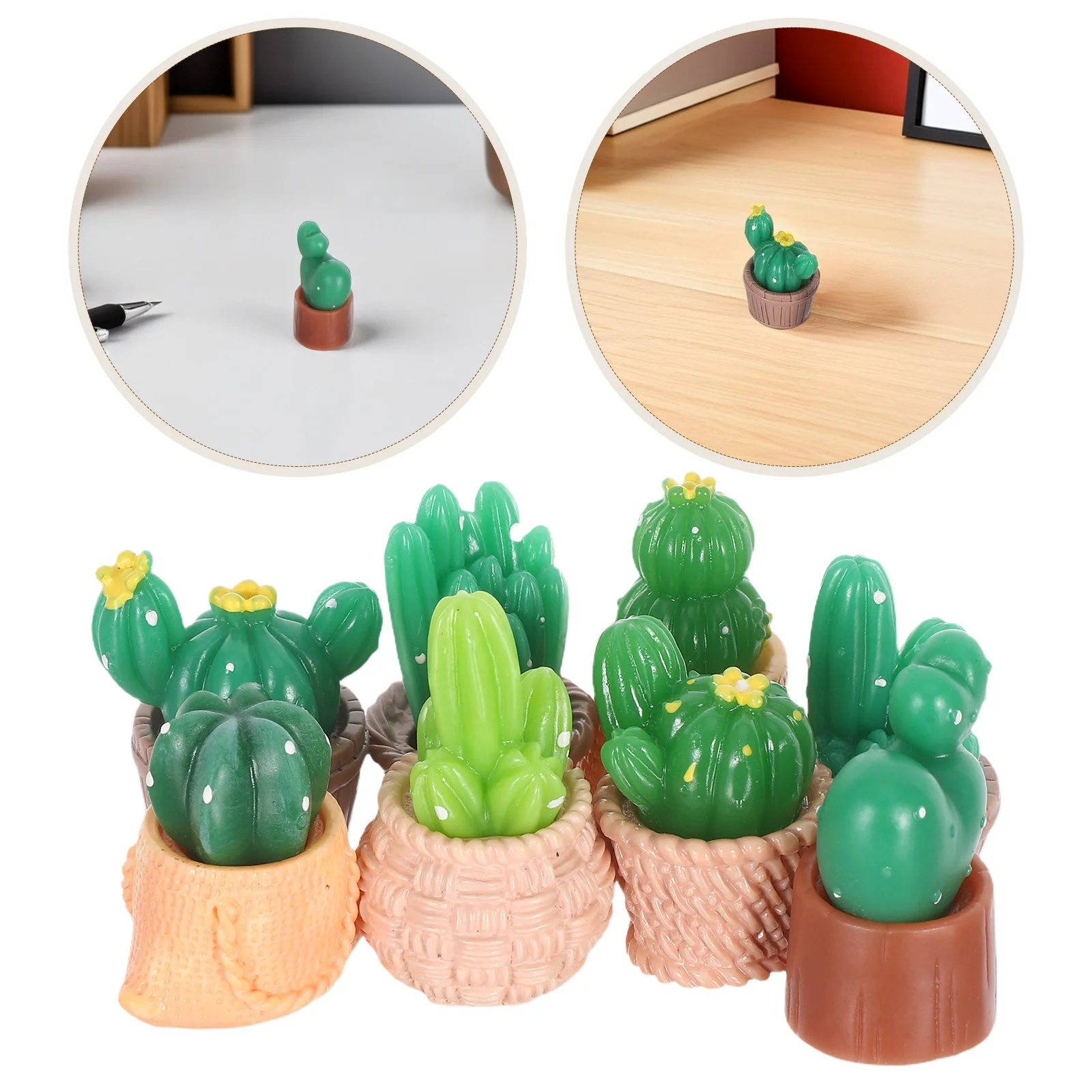 

16pcs Mini Cactus Figurines Resin Artificial Succulents Green Cactus Ornaments For Fairy Garden Dollhouse Diy Micro Landscape