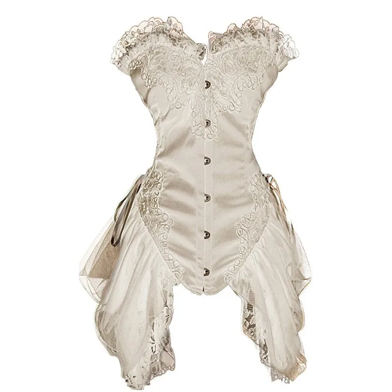 Vintage Victorian Lace Mesh Floral Steampunk Gothic Sexy Corset Women\'s Burlesque Wedding Elegant Bustier Corselet