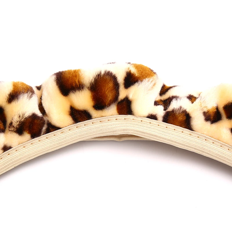 3 teile/satz Leopard Fluff Plüsch Lenkrad abdeckung Winter Autozubehör – Detail 7