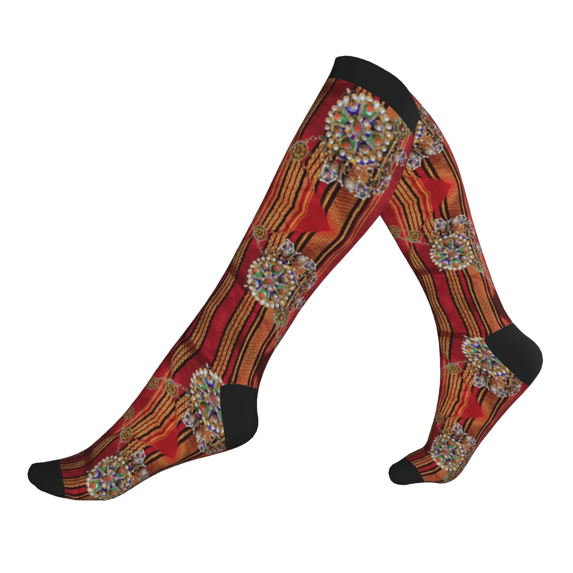 

Kabyle Jewelry Men's Sports Compression Socks Unisex Cute Amazigh Geometric Spring Summer Autumn Winter Dress Socks