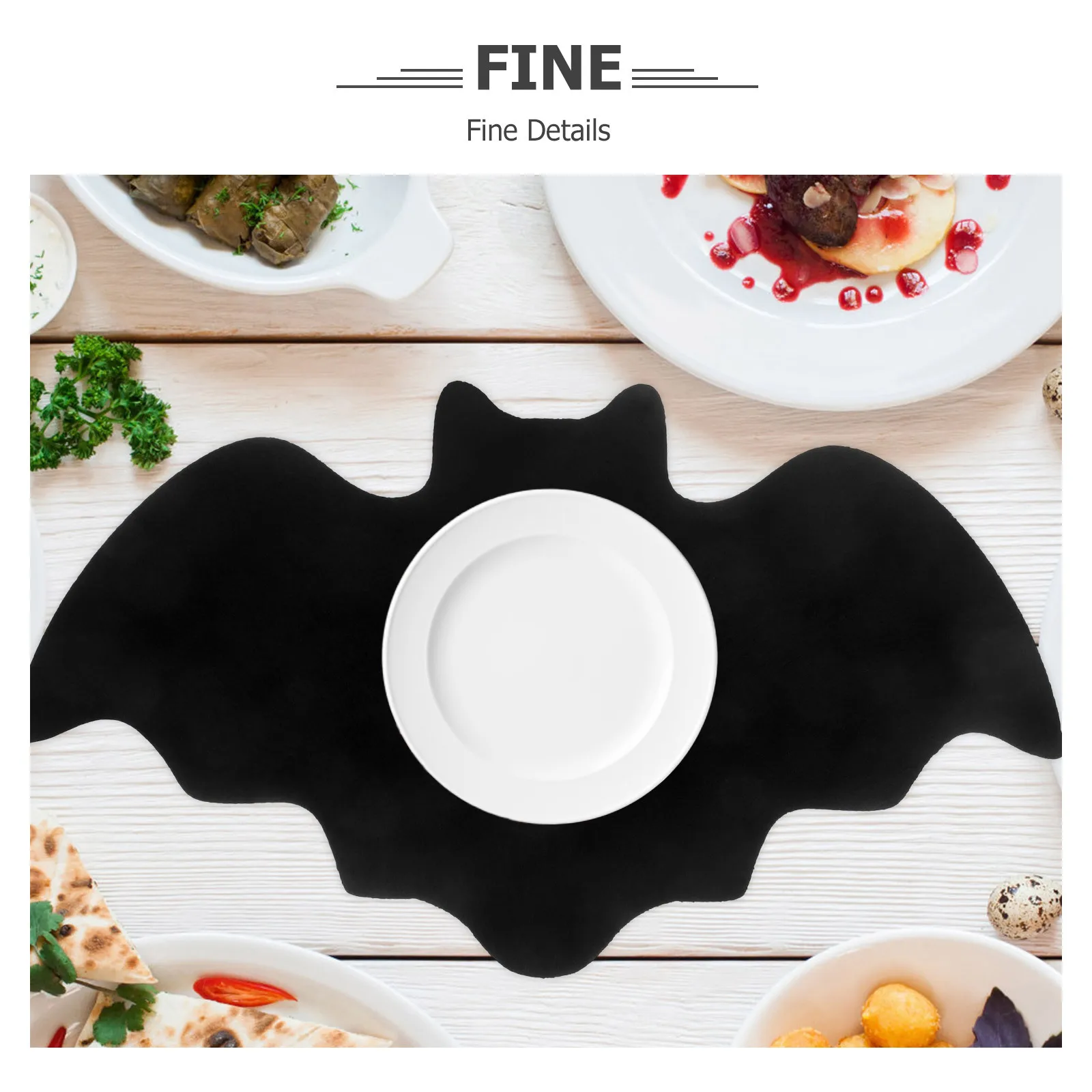 

6pcs Halloween Bat Placemats Felt Table Mats Dining Heat Insulation Mat Decorative Place Mats Washable Tableware Home