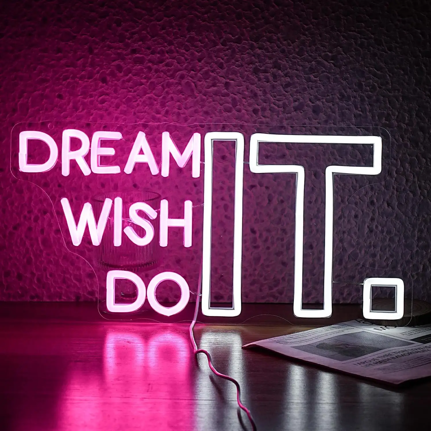 

Dream It Wish It Do It Неоновая вывеска с регулируемой яркостью буквы Неоновые световые вывески Настенный декор для спальни Светодиодная неоновая вывеска для студии Офис Бар Gi