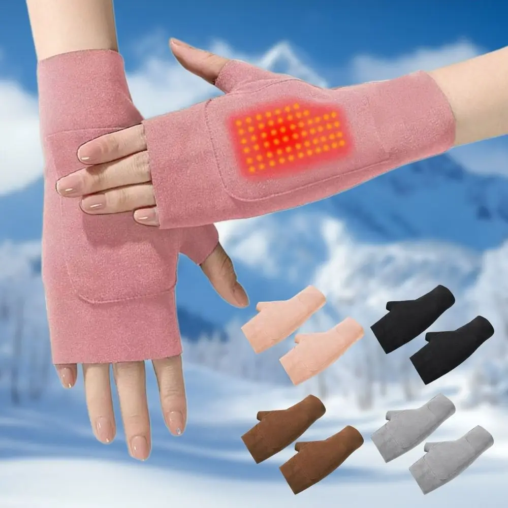 New Warm Women Fingerless Gloves Soft Touch Screen Half Finger Gloves Solid Color Pocket Gloves Winter