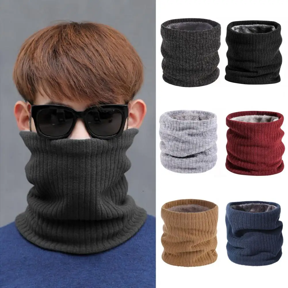 Cachecol de malha para ciclismo, Neck Warmer, Forro de pelúcia, quente, Windproof, Círculo ao ar livre, Esqui Escalada Lenços, Unisex