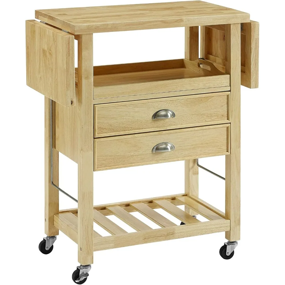 Bristol Double Drop Leaf Kitchen Cart, Natural