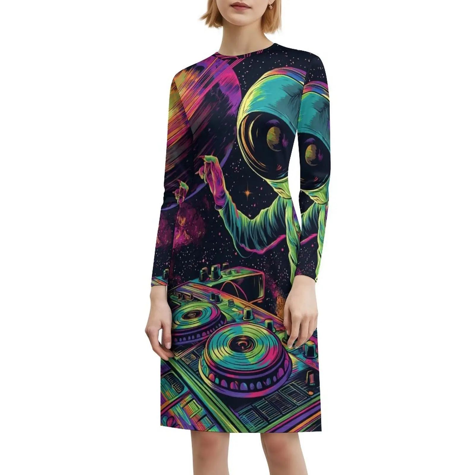 فستان كاجوال على الطراز الكوري من Space Dj للنساء، فساتين مكتب يومية بسيطة للسيدات، فساتين حفلات Space Dj