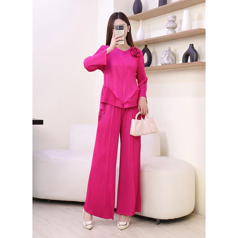 مياكي مطوي 2025 الربيع والشتاء موضة جديدة البرية فضفاضة الجولة الرقبة قاع بلوزة الإناث أجنبية صغيرة عبق نمط #5