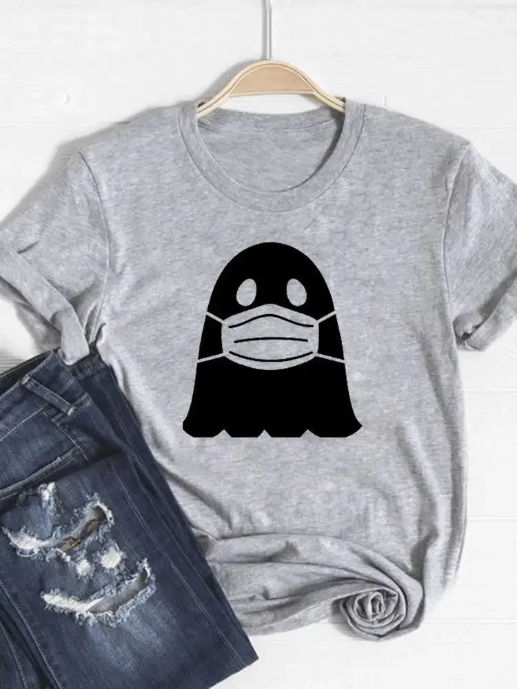 T-shirt da donna T-shirt da donna autunno autunno T-shirt da donna per il Ringraziamento con faccia di strega Abiti di tendenza T-shirt con stampa grafica di Halloween