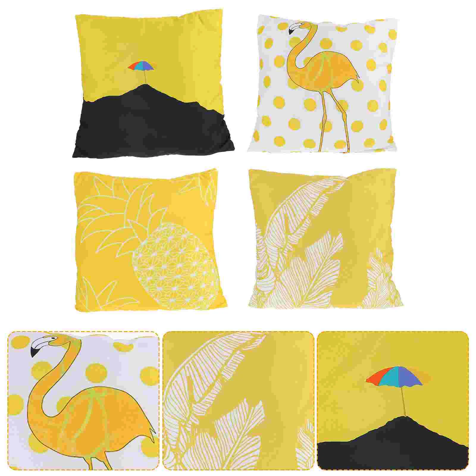 

4 Pcs Pineapple Throw Pillowcase Sofa Covers Decorative 18x18 Couch Square Home Cases