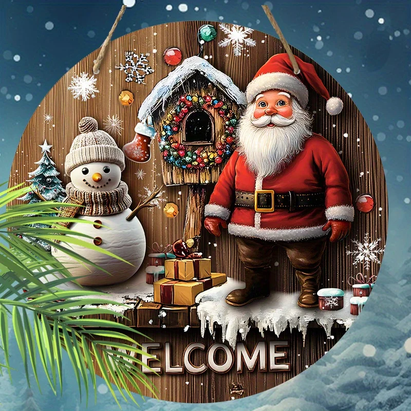 1 قطعة عيد الميلاد سانتا كلوز ثلج ستار ندفة الثلج الحلي عيد الميلاد ترحيب 2d الخشب قلادة الشرفة إكليل شقة معلقة طباعة الديكورات المنزلية