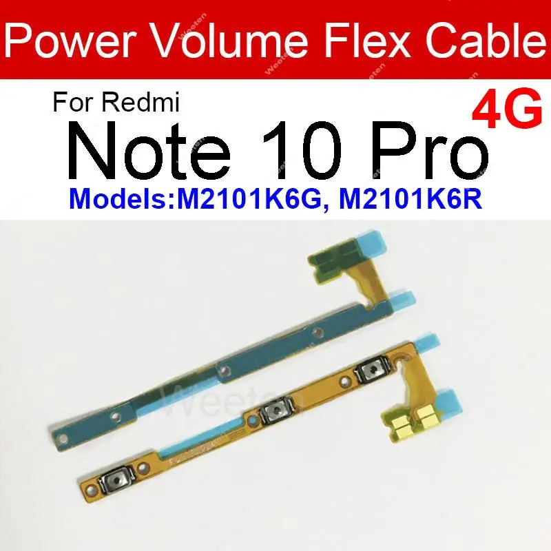 Botón de alimentación y volumen Cable flexible para Xiaomi Redmi Note 9 9S Pro Audio Control & Power Flex Ribbon Cable piezas de repuesto de