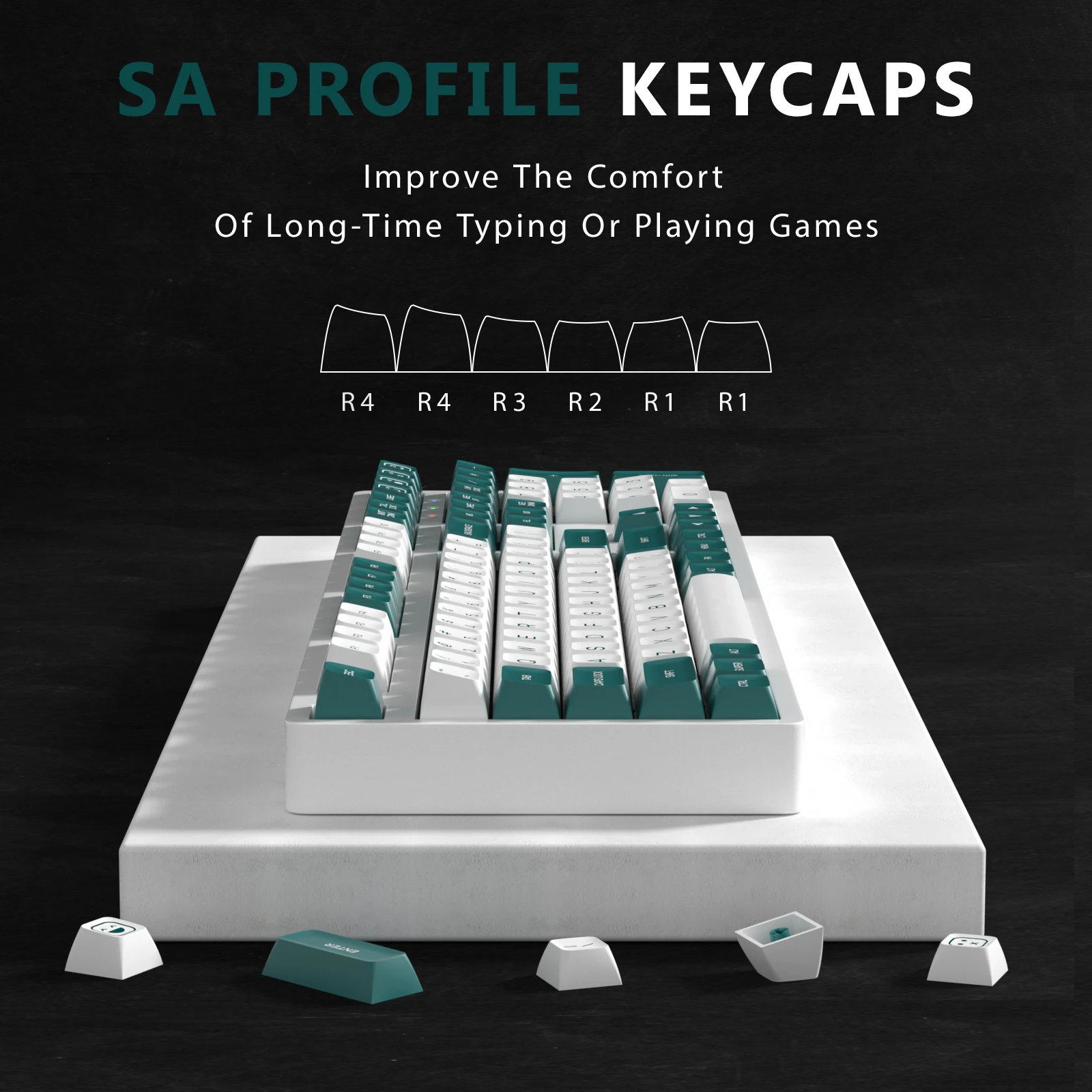

KBDiy PBT Keycaps Set SA Profile Green and White Keycap Gamer Double Shot ISO for Mechanical Keyboards for MX Switches 142 Keys