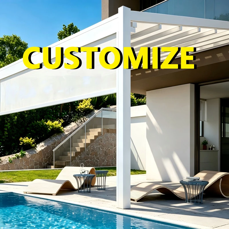 Any Size Custom All Season Aluminum Bioclimatic Pergola Kits Remote Control Anti Rust Waterproof Windproof Outdoor Patio Privacy