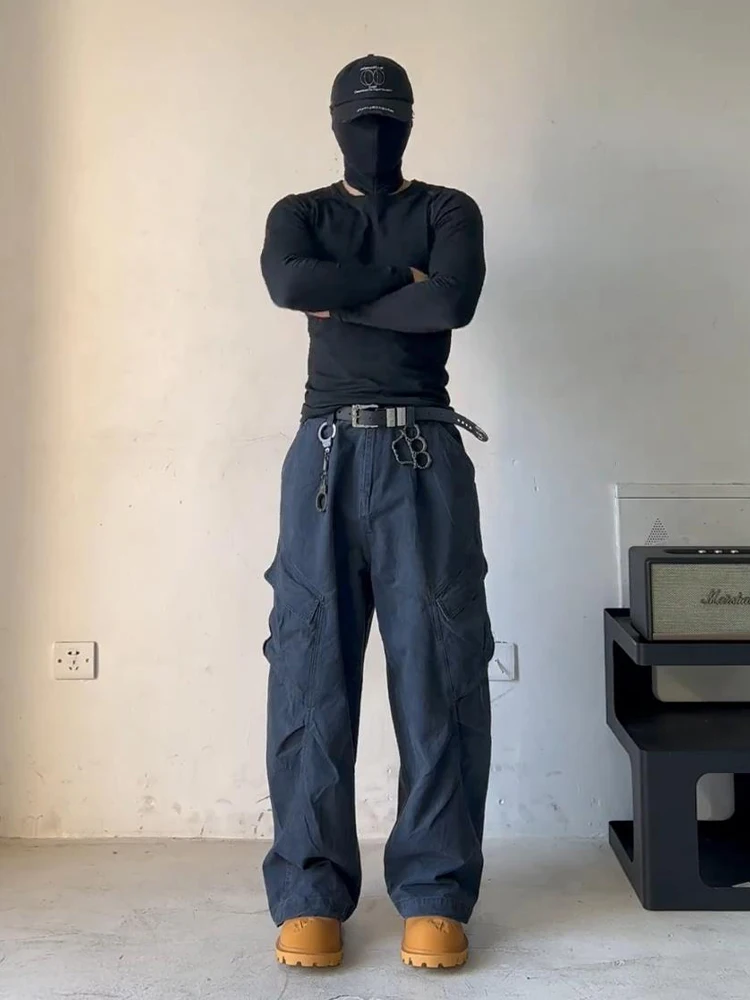 

Мужские рабочие брюки Deep Ey в американском ретро-стиле, широкие джинсы свободного кроя, прямой крой, весна-осень, молодежный стиль