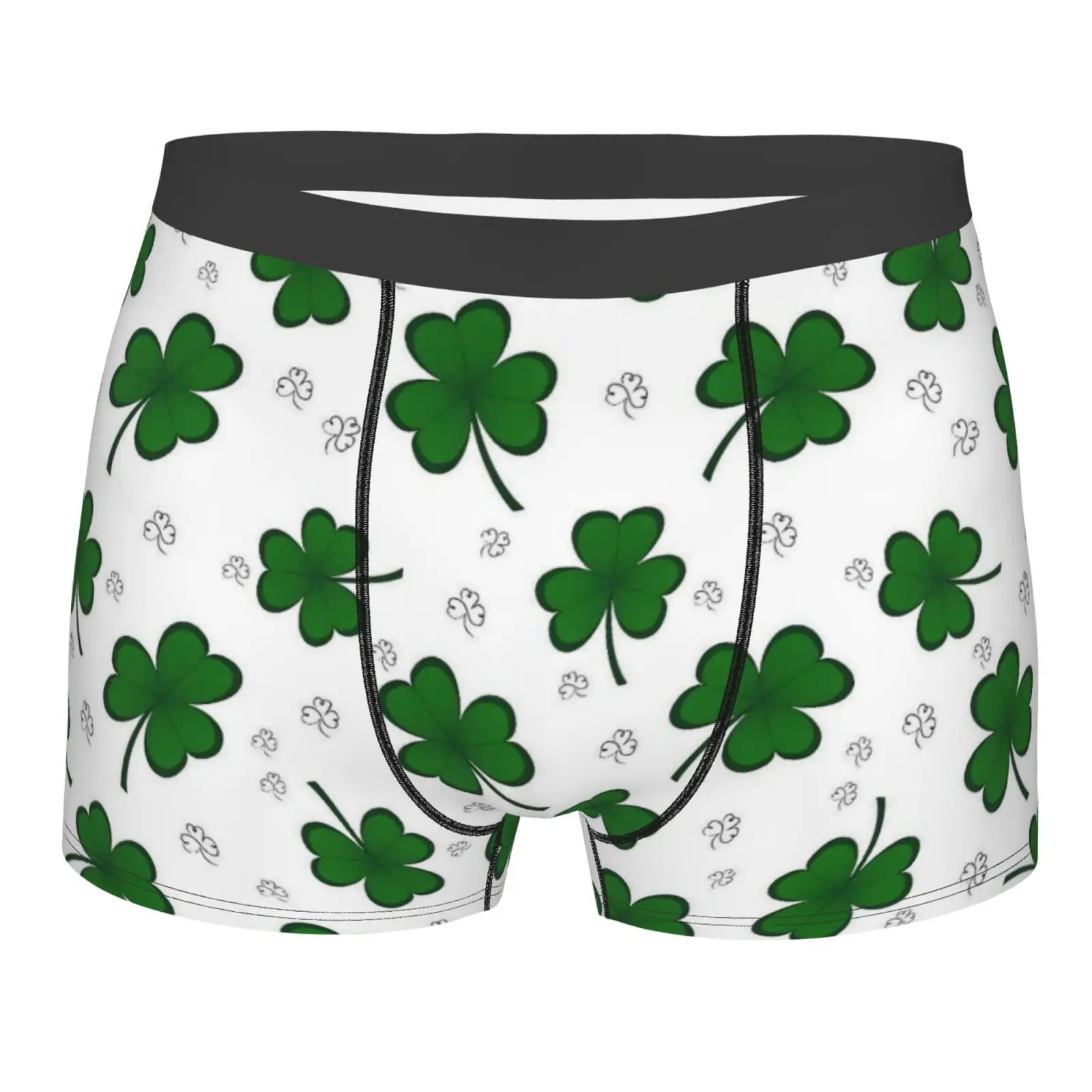 

Shamrock St. Patrick's Day Print Men Breathable Boxer Briefs Comfort Soft Stretch Underwear Trunks with Bulge Pouch for Men Boys
