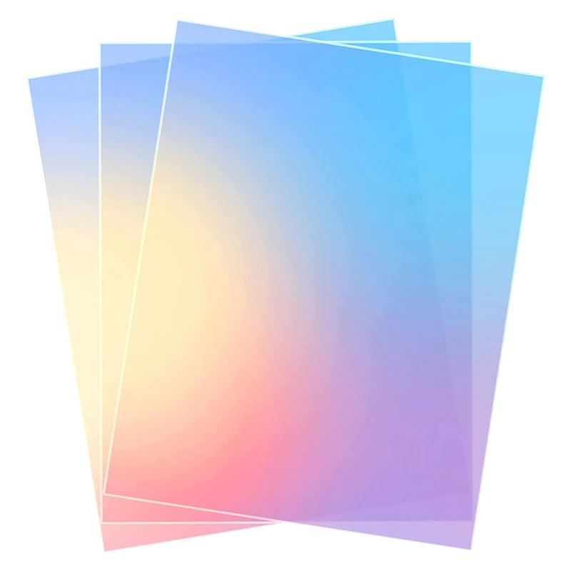 Acrylic Colored Translucent Acrylic Iridescent Radiant Sheet Laser-Cutting Acrylic Board,8 X 12 Inch(3 Pack,2.6Mm Thick)