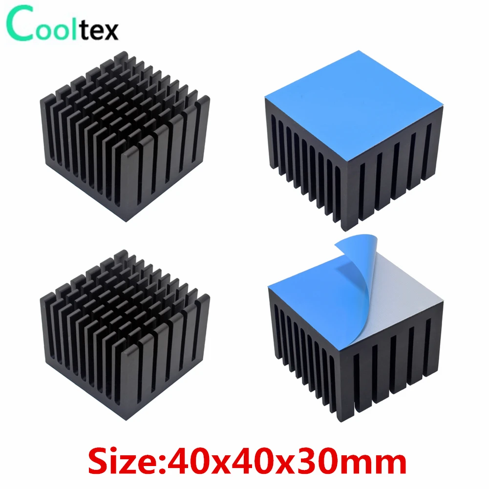 5pcs Aluminum Heatsink 40x40x30mm Heat Sink Radiator Cooling for Electronic Chip LED With Thermal Conductive double sided Tape