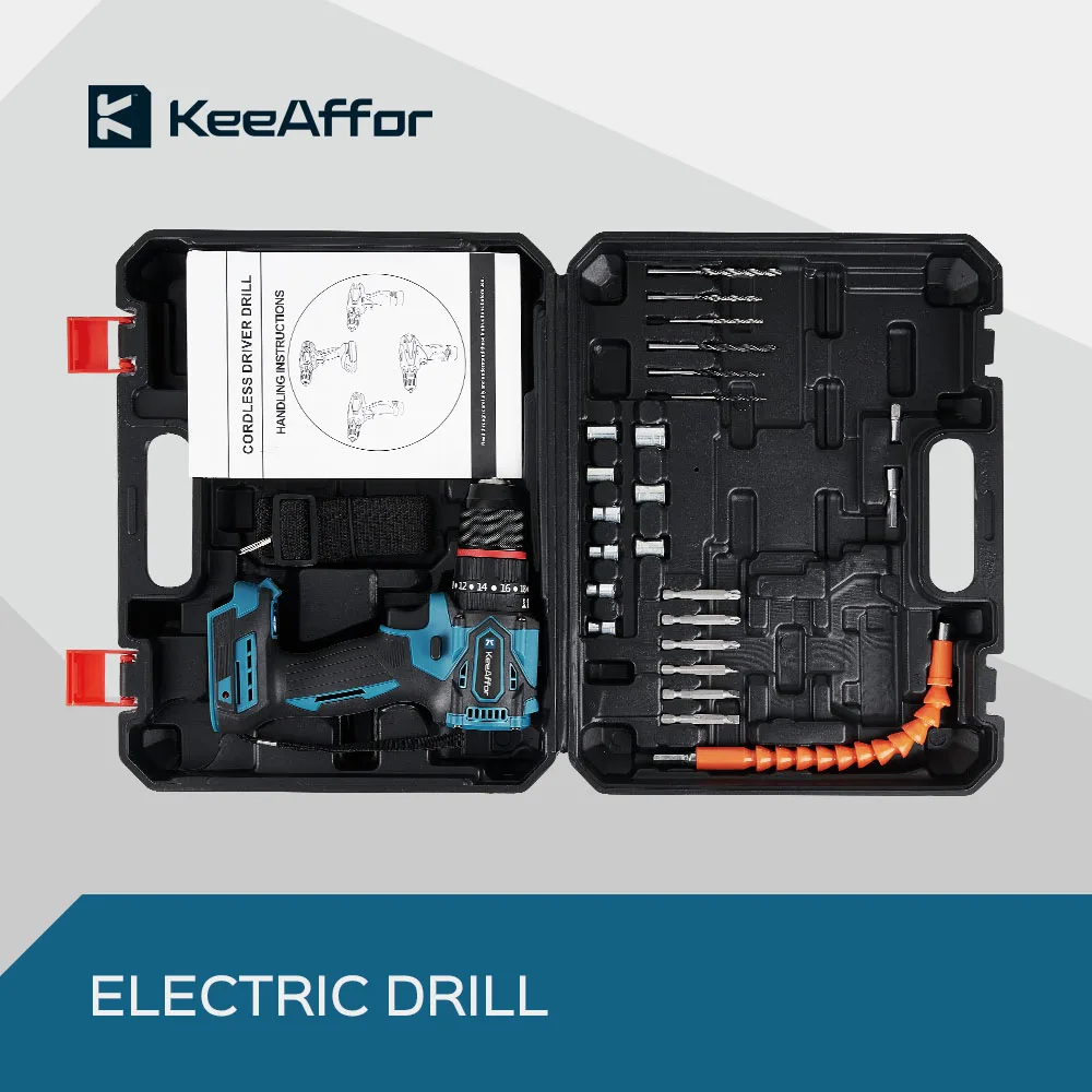 KEEAFFOR 1200W 450NM moment obrotowy bezszczotkowa elektryczna wiertarka udarowa 20 biegów wkrętak elektryczny narzędzia bezprzewodowe do akumulatora Makita 18v