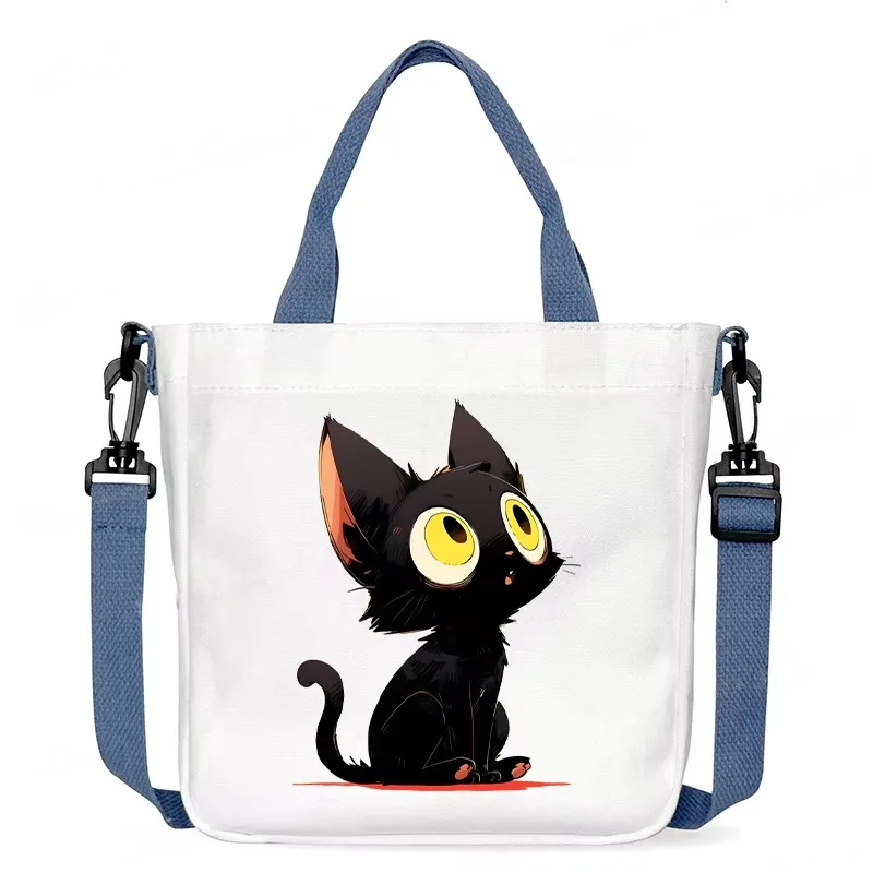 أنيمي القط المطبوعة الكرتون حقائب كروسبودي حقيبة كتف واحدة قماش طالب Kawaii الحيوان الفتيات حمل الحقائب النسائية حقيبة كروسبودي #3