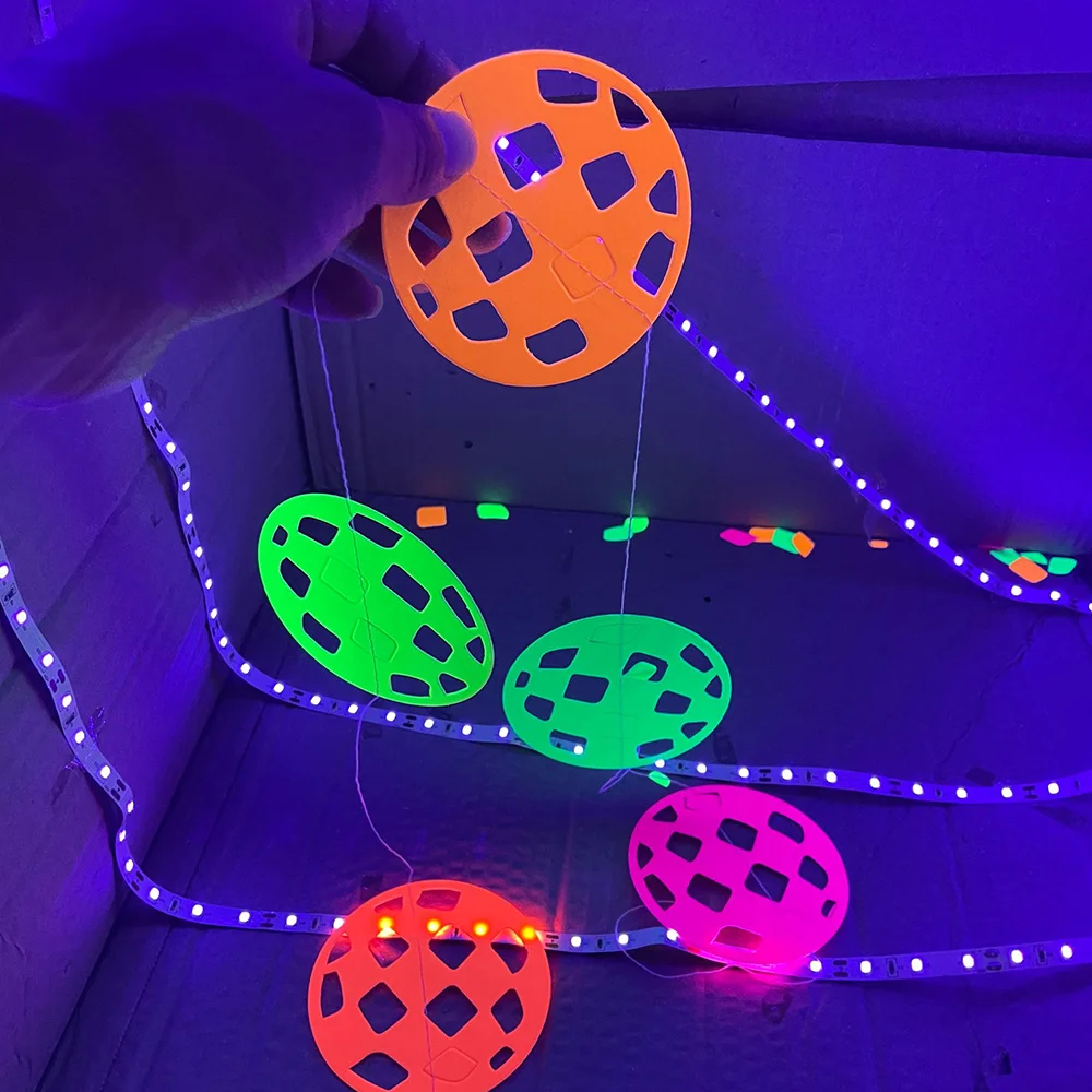 Disco Ball Party Paper Garland Glow Neon Birthday Decorations UV Black Light Disco Hanging Streams Supplies