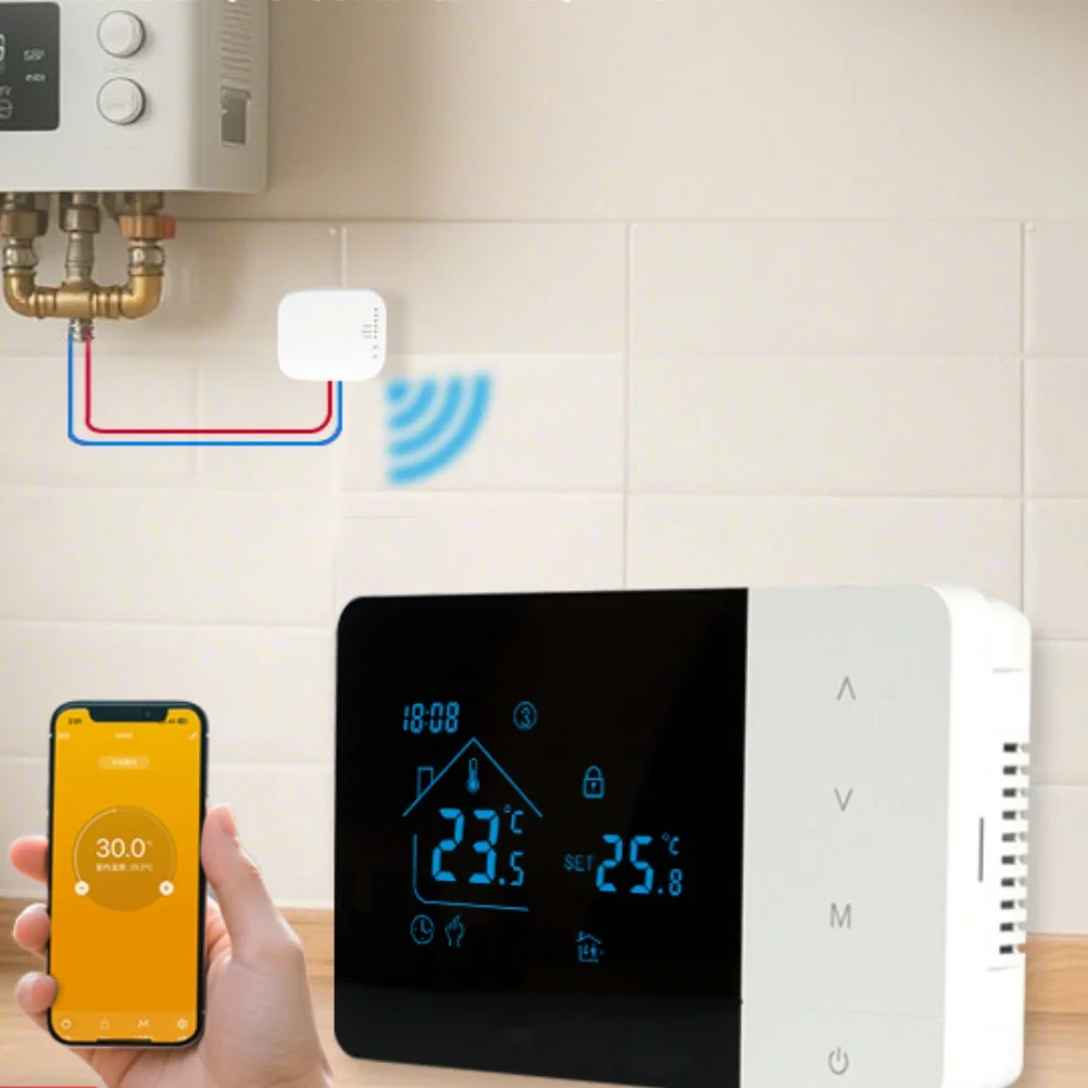 Termostato de temperatura ajustable Termostato controlado por voz Eficiencia energética 140*81*24 mm Función anticongelante