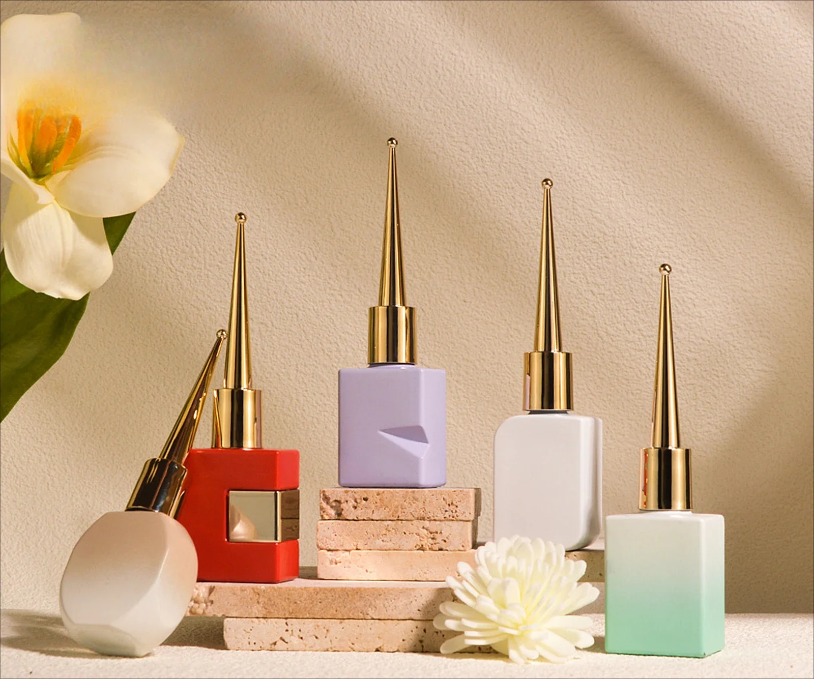 Glass Nail Gule Bottles Sample Cuticle Oil Bottling 12ml15ML Empty Softener Gel Bottles Flat Square Nail Polish Containers