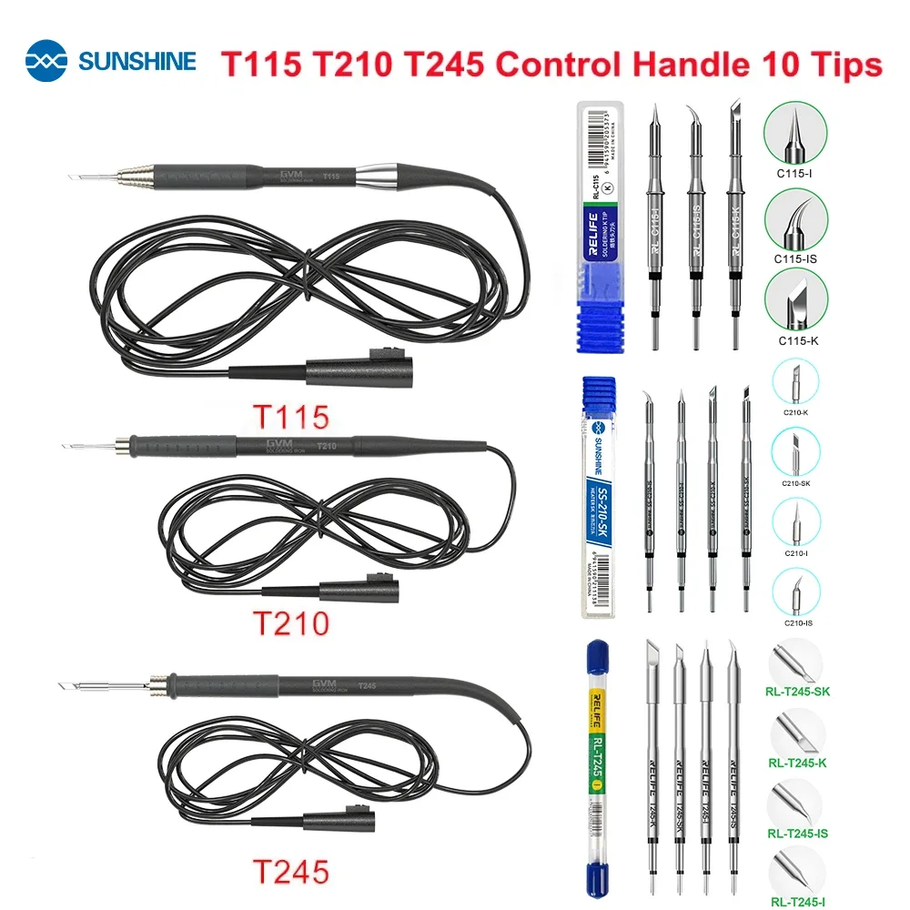Punta de soldadura RELIFE Original C210 T245 C245 punta de pistola para soldar C210 C115 para estación de soldadura profesional GVM T210 GVM T115