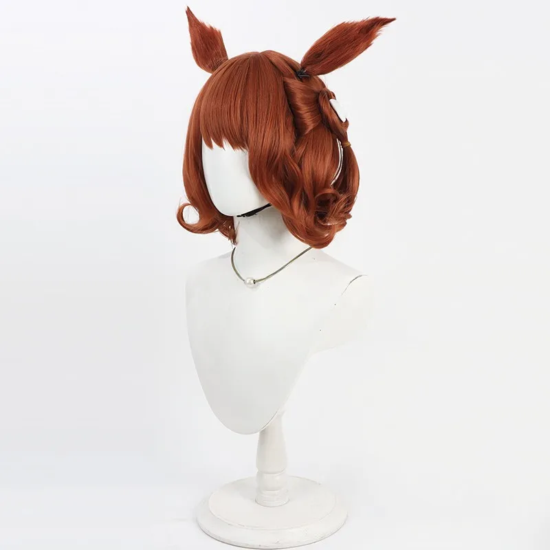 Juego Uma Musume Pretty Derby Aston Machan Cosplay peluca orejas cola disfraz de fiesta de Halloween Prop pelo sintético fibra resistente al calor