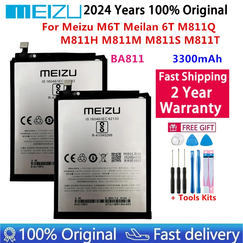 

100% Original 3300mAh BA811 Battery For Meizu M6T Meilan 6T M811Q M811H M811M M811S M811T Cell Mobile Phone Batteries Bateria