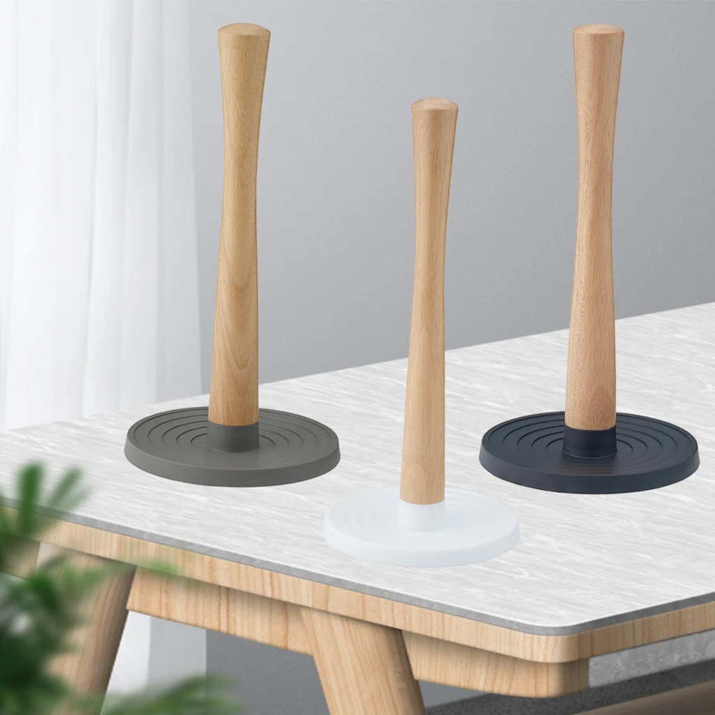 Wooden Kitchen Paper Towel Stand with Roll Rack Holder for Countertop Napkin Dispenser and Towel Storage Base