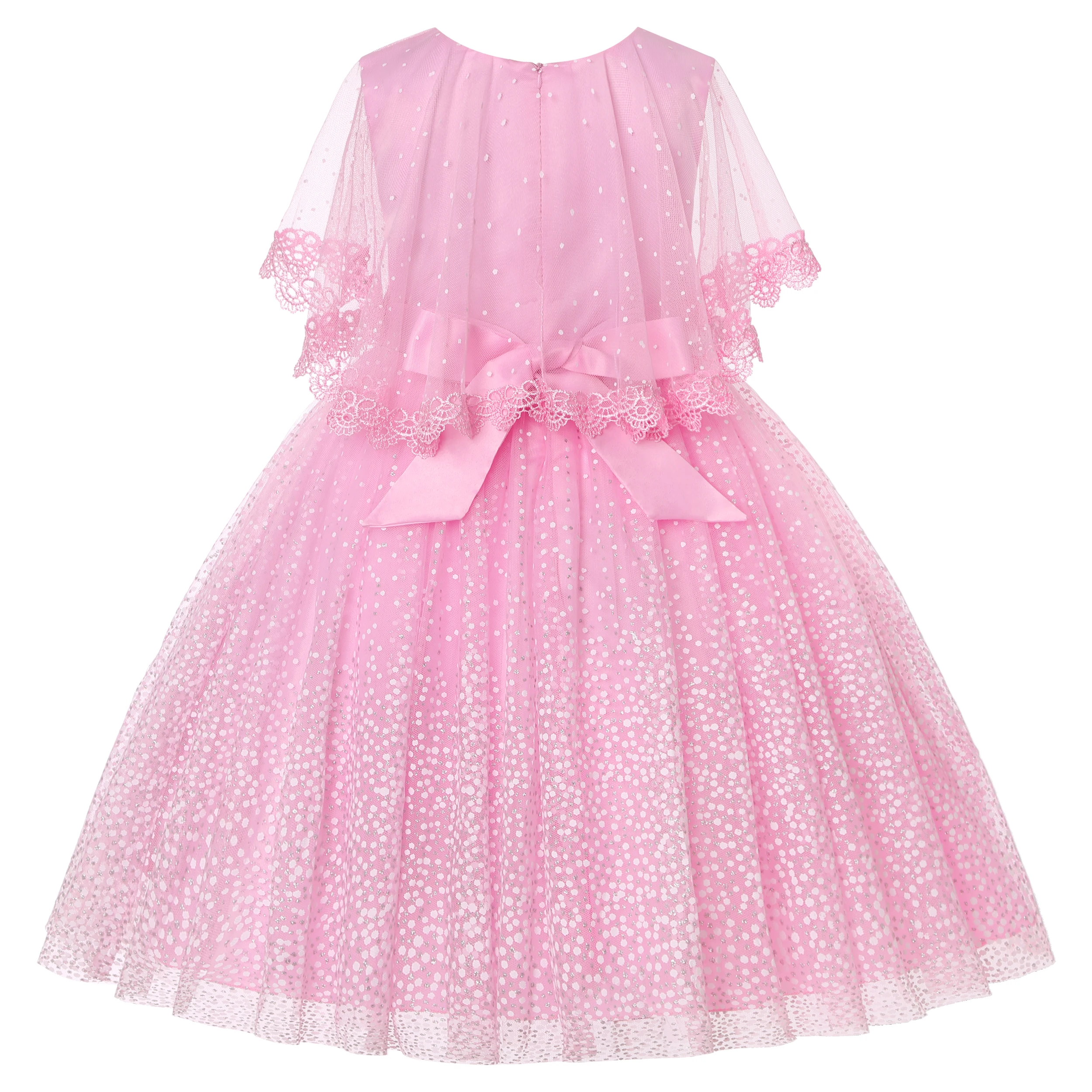 2023 new shawl children\'s dress Girls\' holiday party dress net bow children\'s dress ins