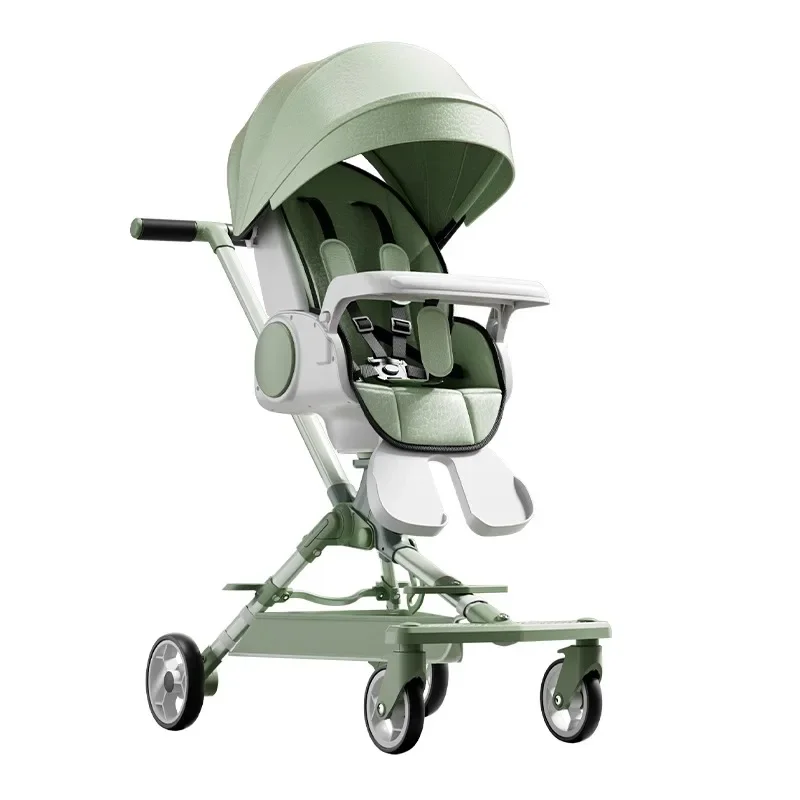 

Baby Stroller Reversible Seat with Snack Tray Lightweight Foldable 3 Position Recline Newborn Carriage Travel System