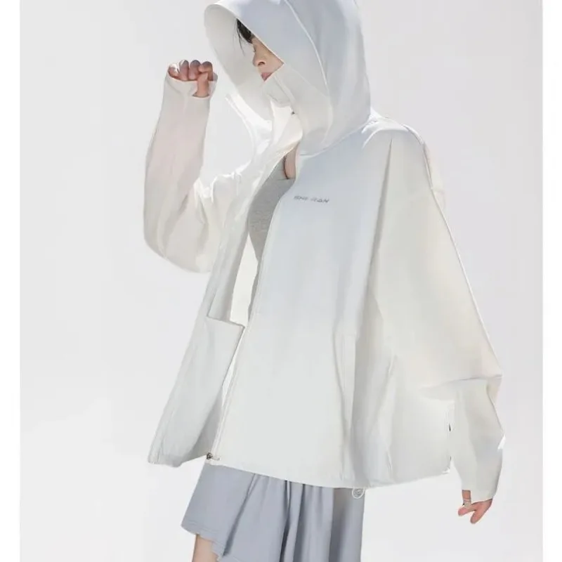 Women Nylon UPF100+ Sun Protection Jacket Summer Lightweight Hooded UV Protection Beach Outdoor Coat S-4XL
