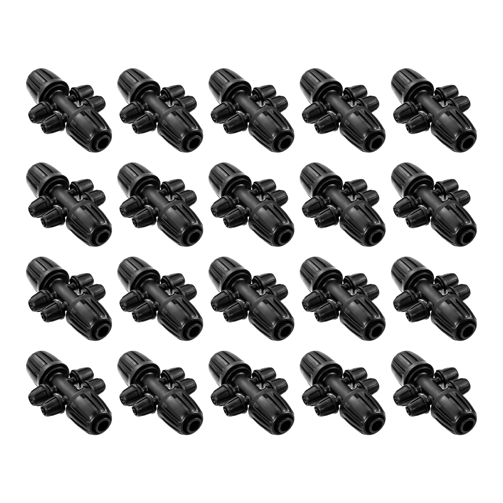 

20pcs Locked Barbed Tee 6-Way Connectors 1/2 Inch To 1/4 Inch Tubing Irrigation Fittings for 16mm Drip Tubing Garden/grow Bags