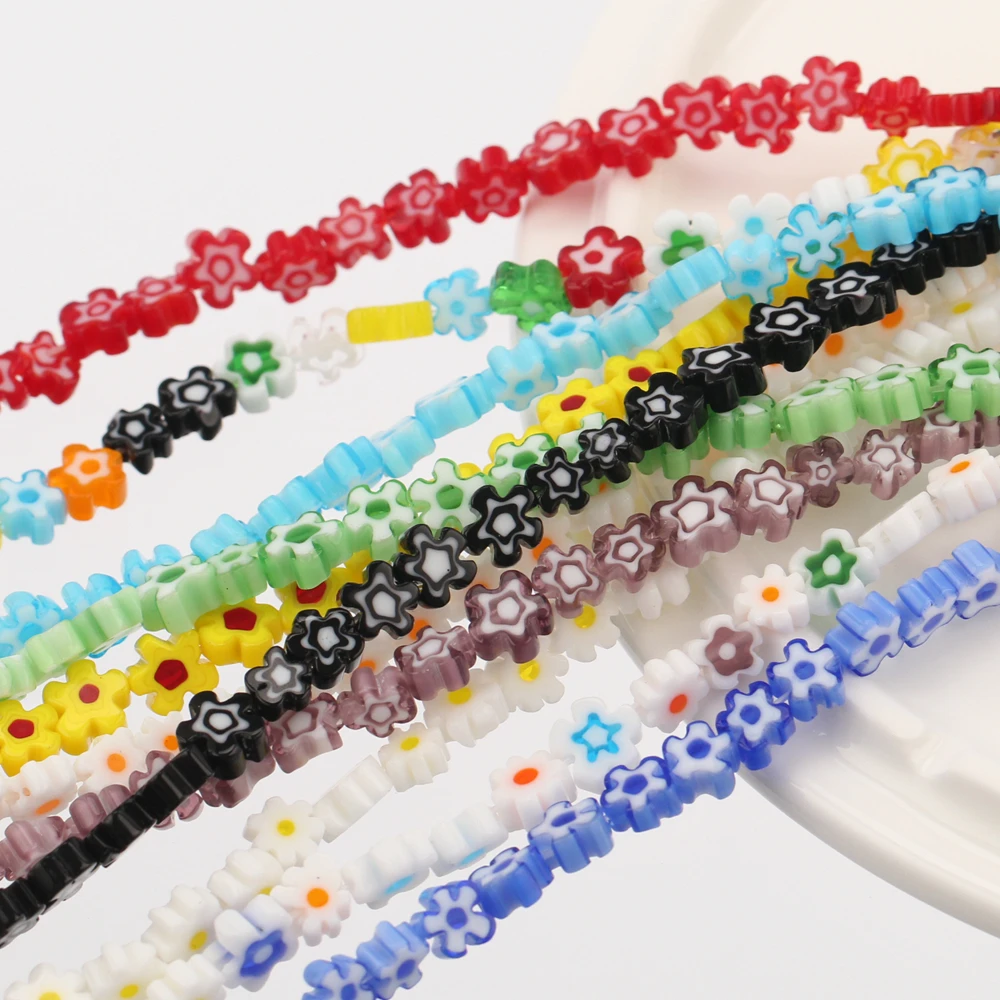 

Mixed Flower Shape Lampwork Bead Supplies Millefiori Glass Loose Crafts Beads Lot for DIY Jewelry Making Accessories Findings