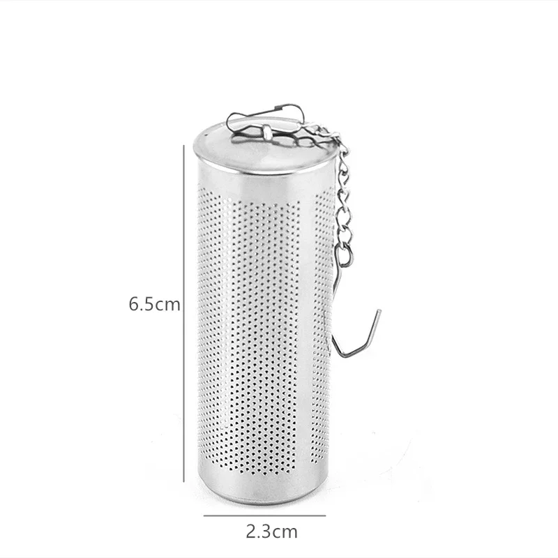 1PC Cylindrical Stainless Steel Tea Leaf Infuser Strainer Spice Herbal Teapot Reusable Mesh Filter Home Kitchen Accessories