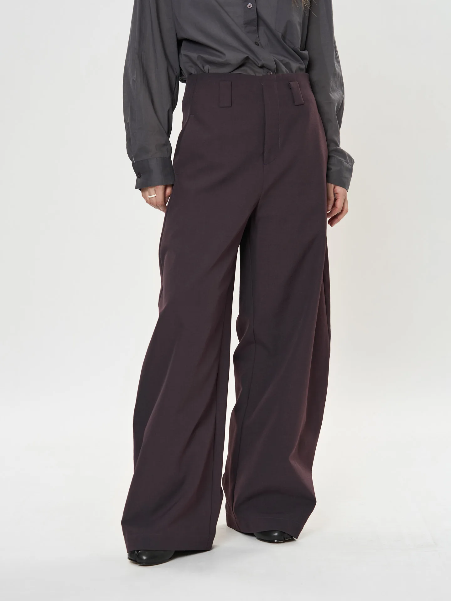 Old Money Style Scimitar Silhouette Pant Loose Fit High Waist Slimming Commuter Trousers For Women