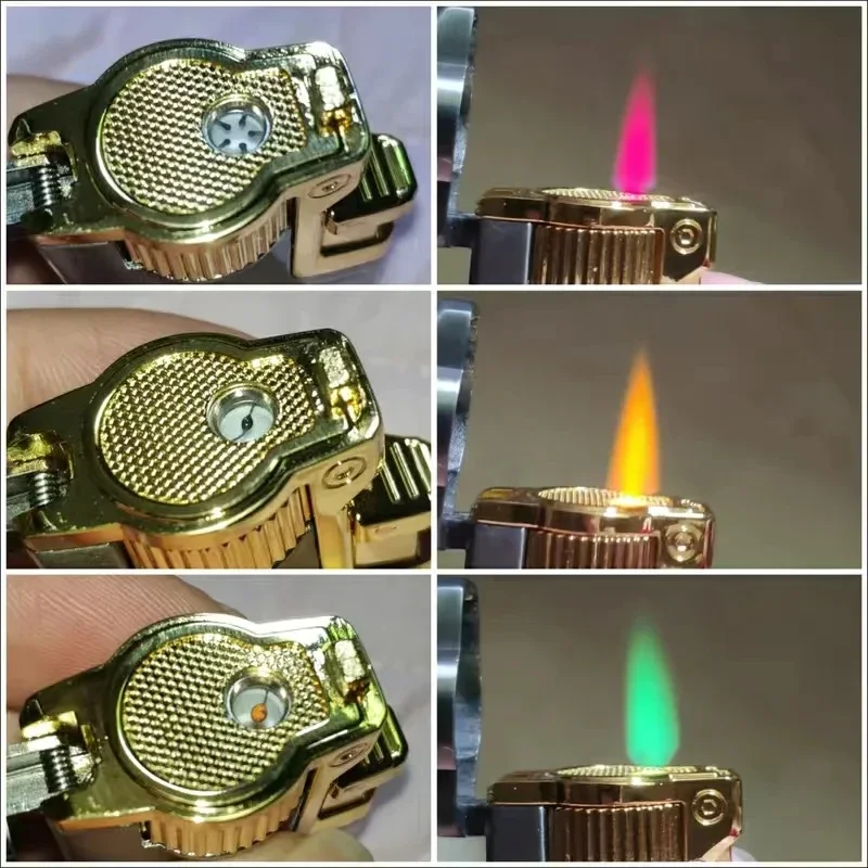 3-color Flame Color Torch Butane Gas Lighter Outdoor Windproof Direct Flush Turbo Jet Recycling Lighter Men\'s Gift