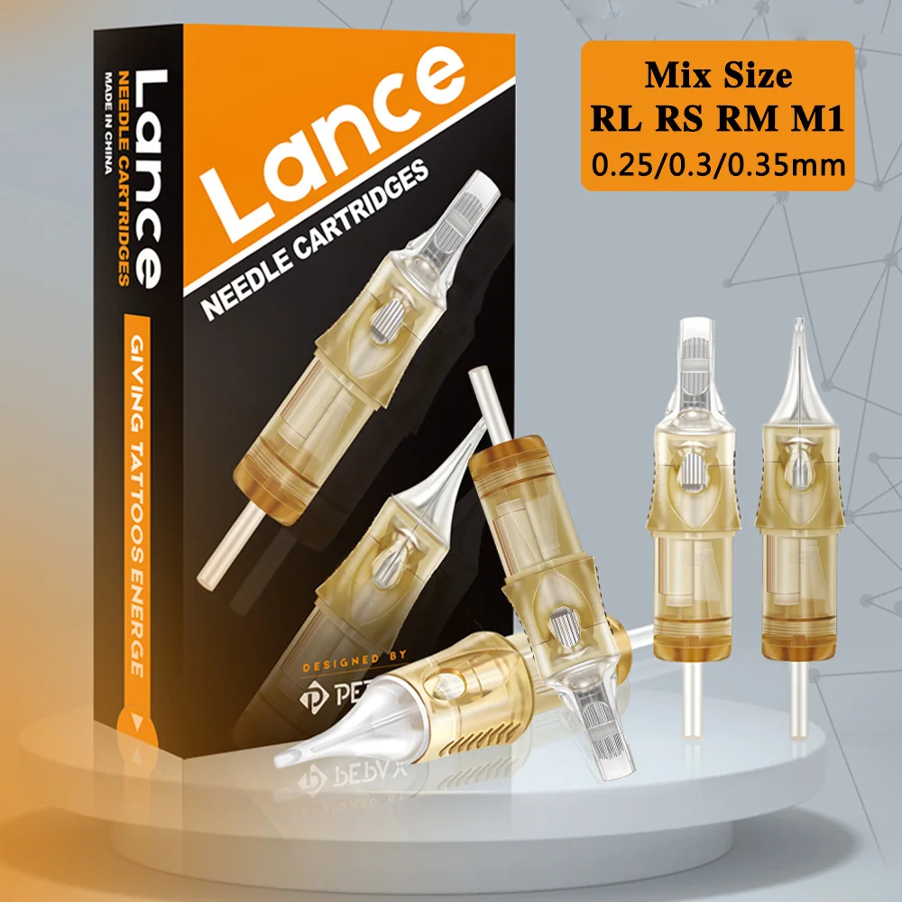

PEPAX Lance Tattoo Cartridge Needle Mixed RL RS RM M1 Disposable Sterilized #08 #10 #12 Safety Permanent Makeup Tattoo Needles
