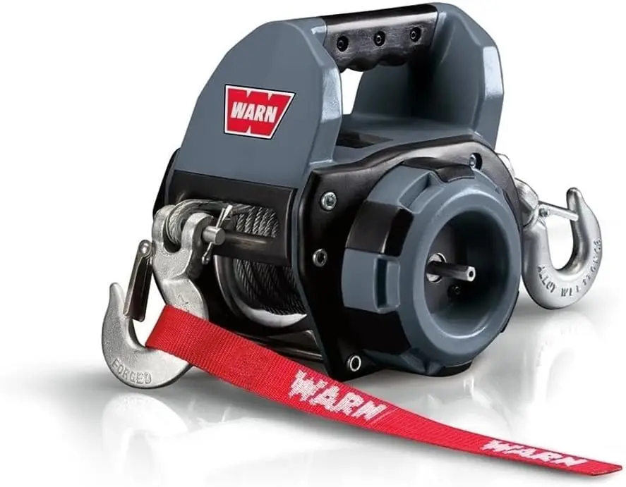 WARN 101575 Handheld Portable Drill Winch with 40 Foot Synthetic Rope: 750 lb Pulling Capacity , Gray