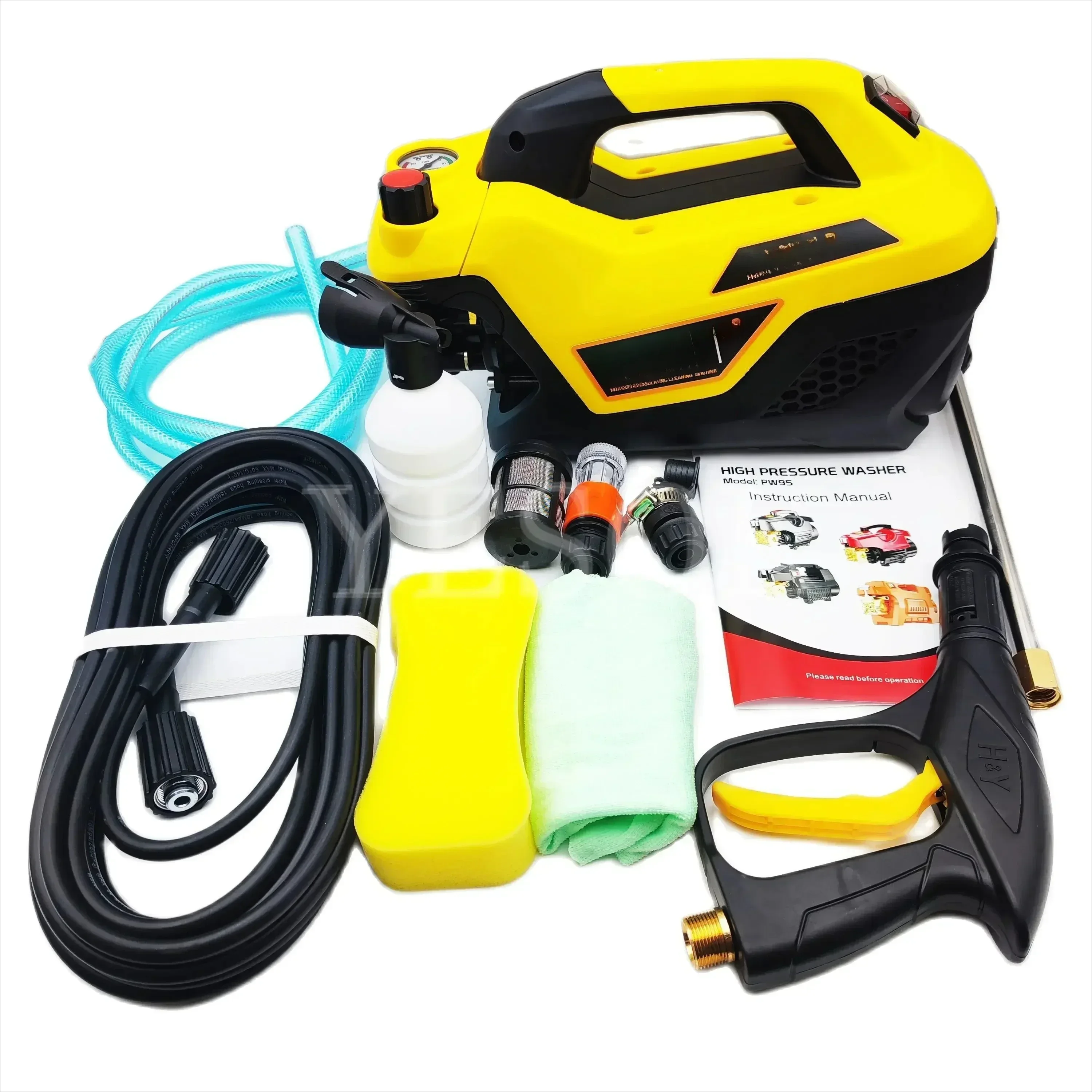 High Pressure Washer Portable Cleaner Adjustable Water Pressure Home Automatic Water Gun High-Handed Car Wash Tools 220V