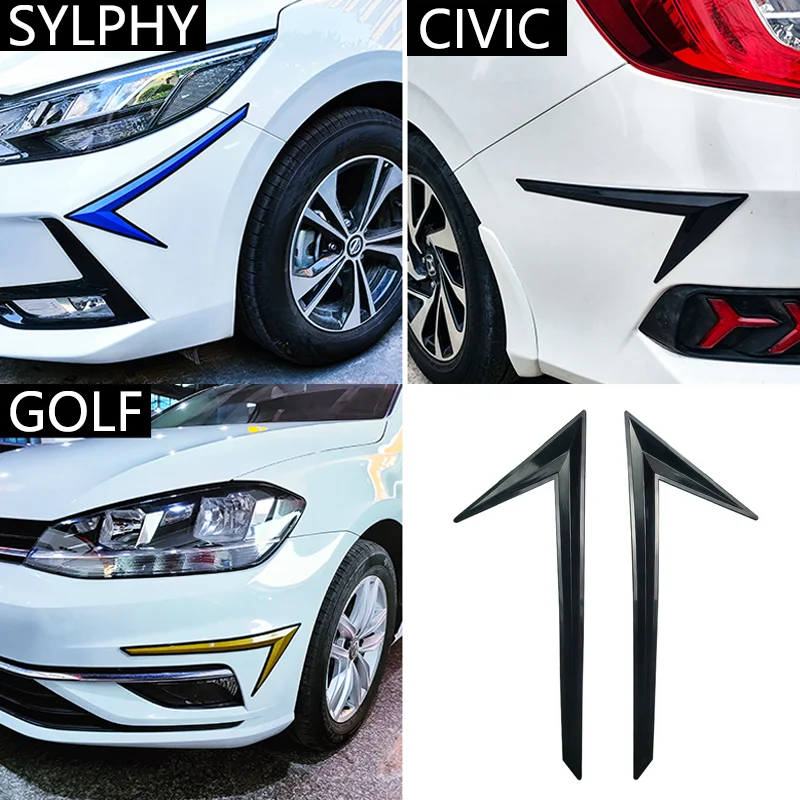 2Pcs Universal Rubber Car Front/Rear Bumper Protector Strip Edge Guard Corner Stickers Decoration Scratch Auto Accessories