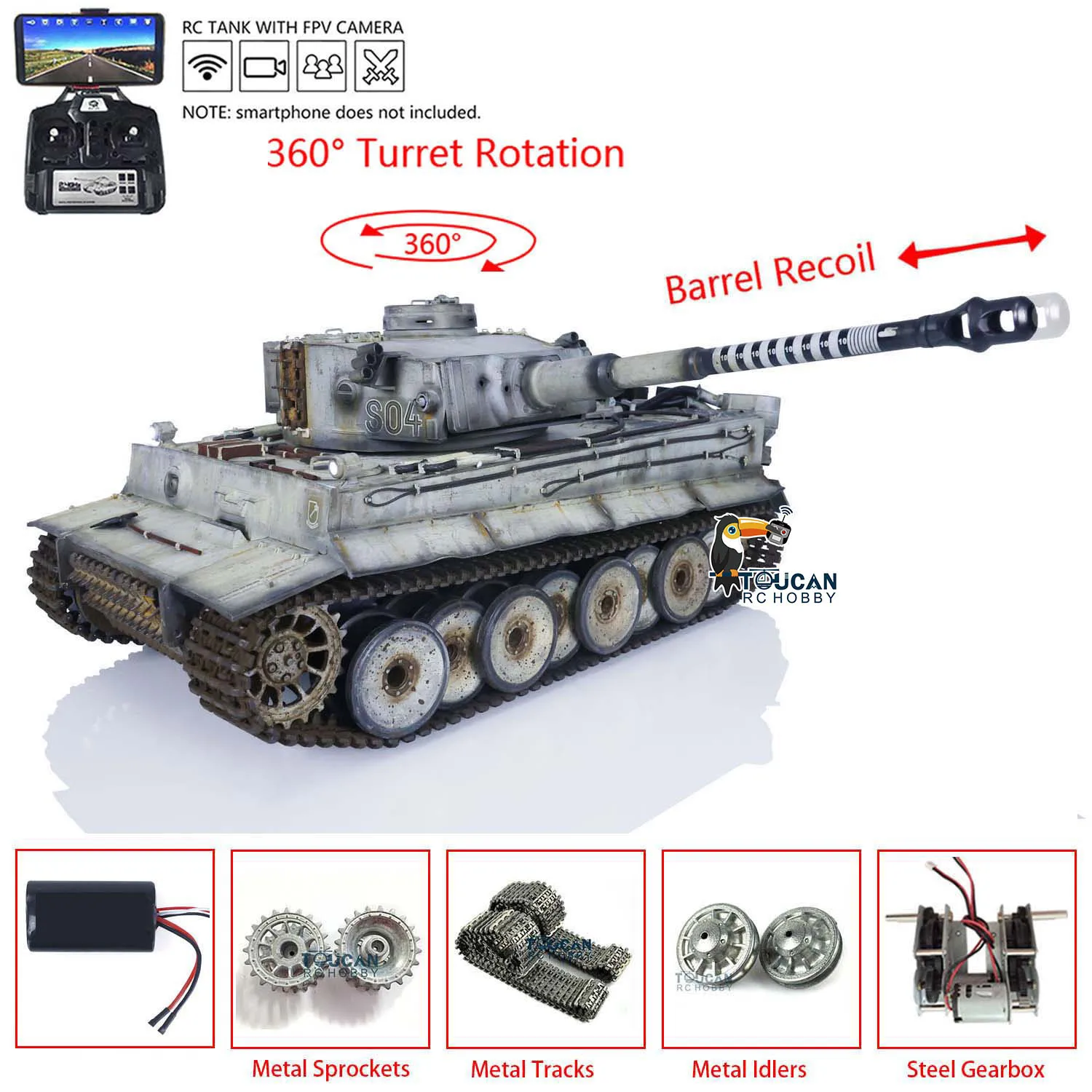 

Heng Long RC Tank 1/16 3818 German Tiger I HL Upgrade TK7.0 FPV Manual Spray Retractable Barrel Remote Control Tanks Model Toys