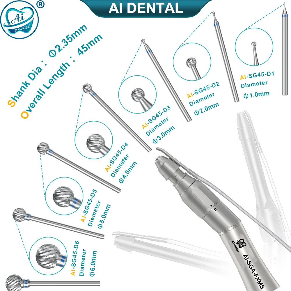 Dental Burs for AI Dental Implant Surgical Low Speed Handpiece Contra Angle SG Series Diamond Burs Dia.2.35mm AI-SG45/70/120