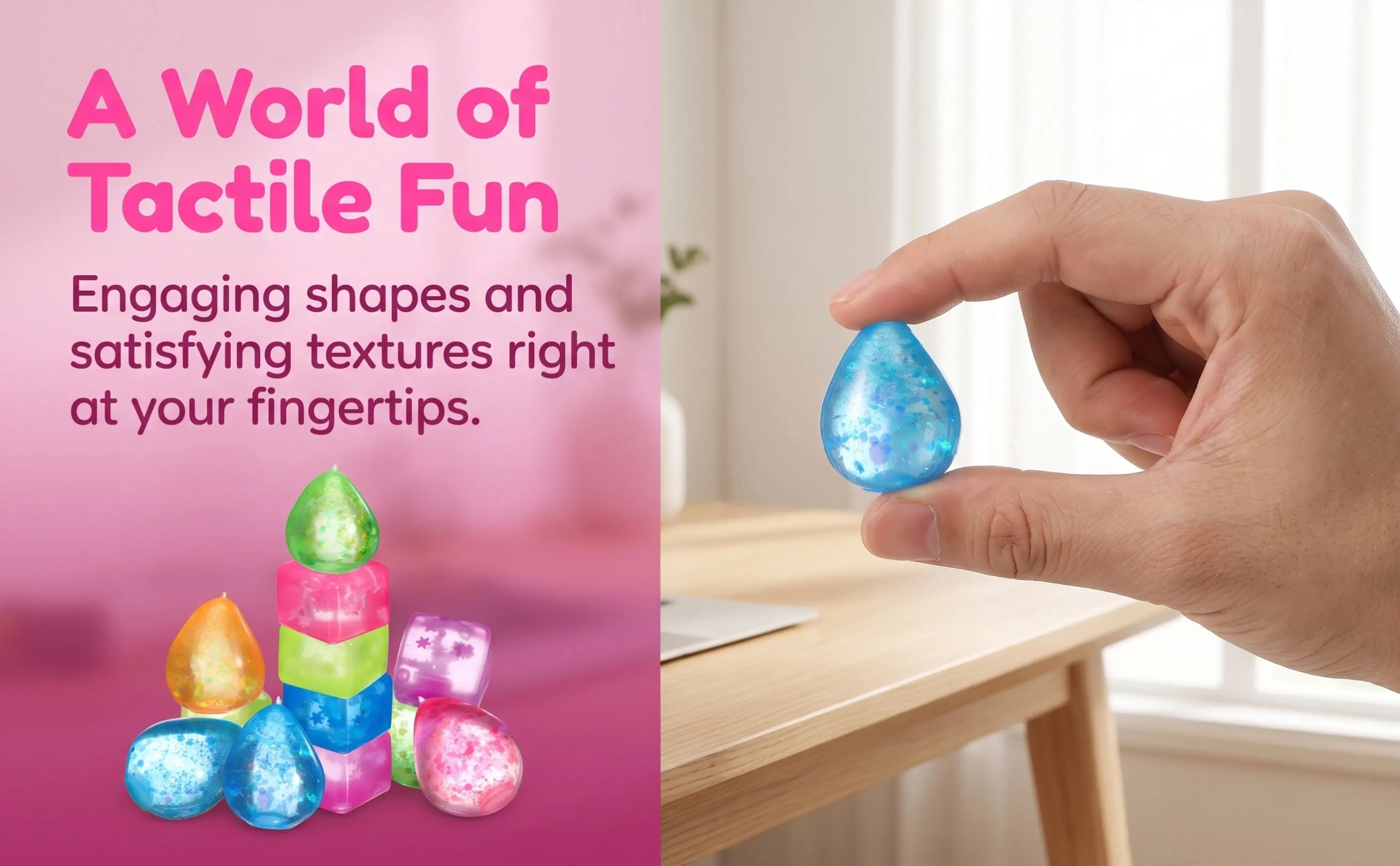 8Pcs Stress Balls Squishy Ice Cube Teardrop Shape Squeeze Fidget Relieve Anxiety Sensory Hand Therapy Relaxation Gift Bulk