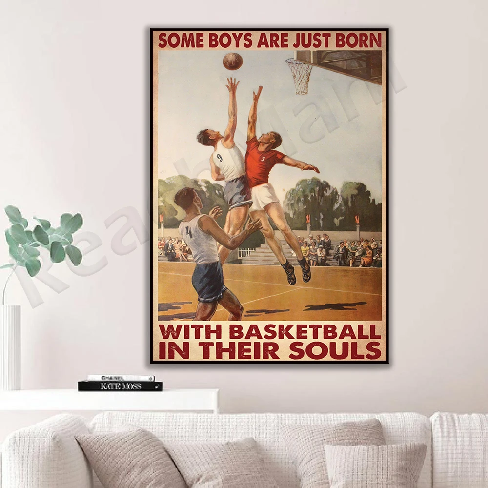 Some Boys Are Just Born With Basketball In Their Souls Poster, Baseball Wall Art, Basketball Art, Soccer Art, Pre Teen Boys Art