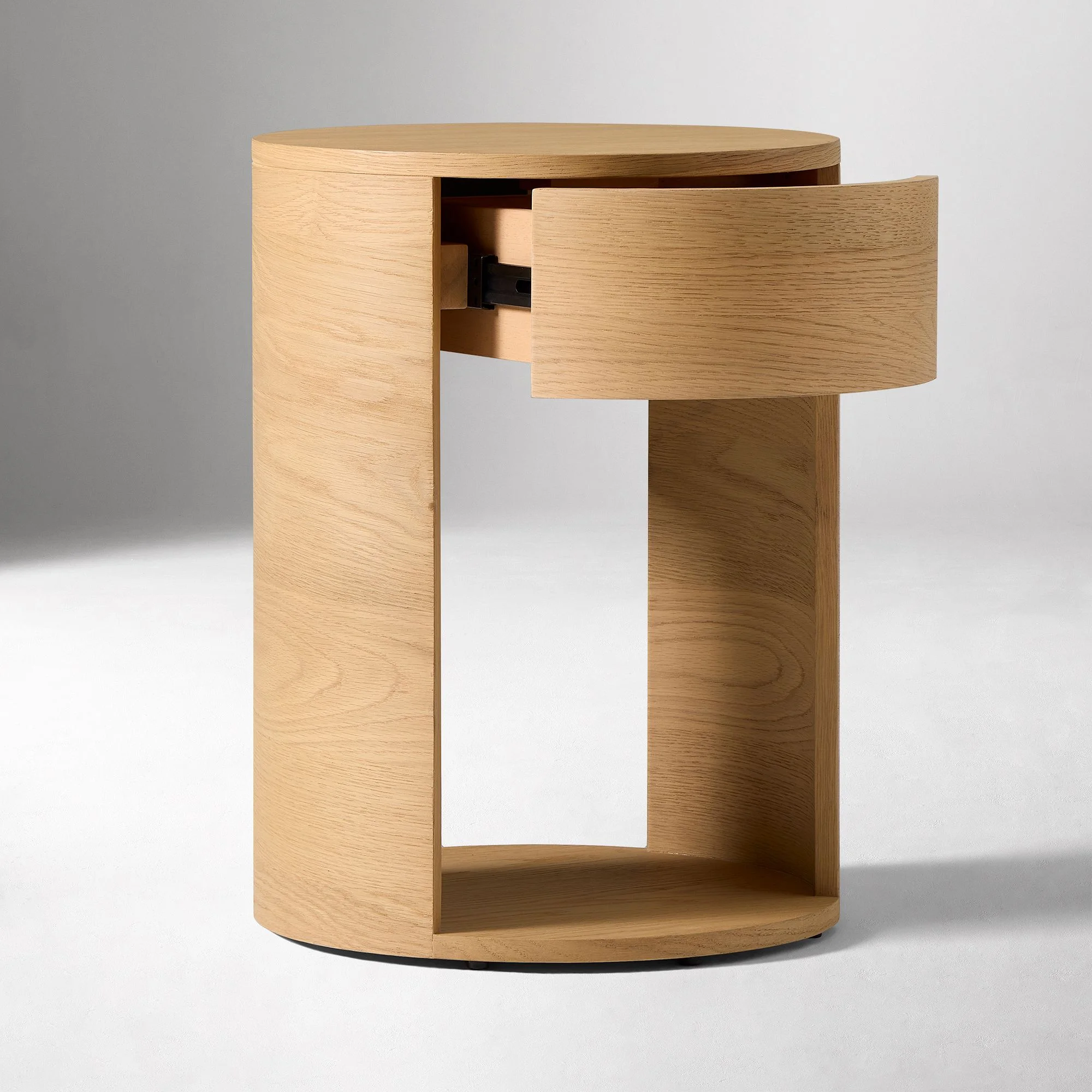 طاولة بجانب السرير ذات درج حديث فاخر وأثاث غرفة النوم وطاولة بجانب السرير مستديرة من خشب البلوط #3