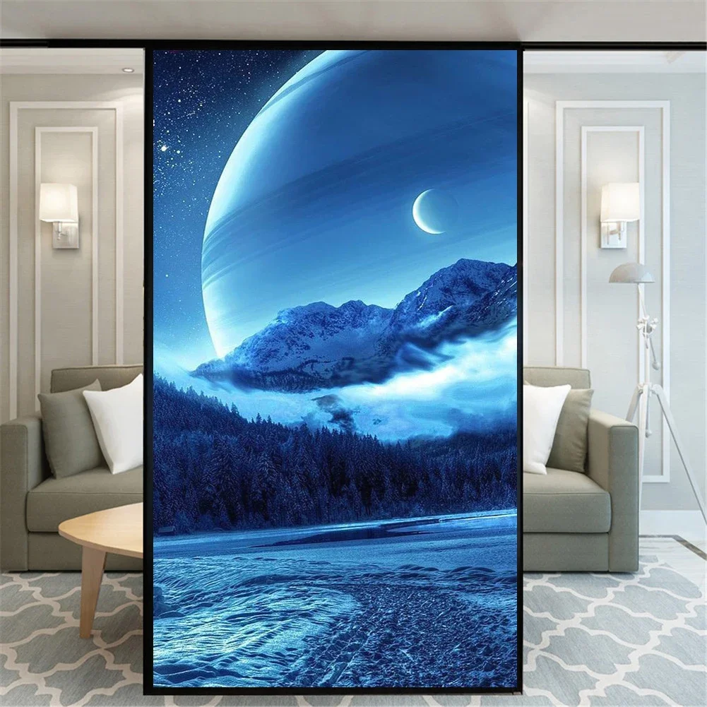 Static Cling Privacy Window Film   Decorative Starry Sky  Window Coverings Glass Window Sticker for Home